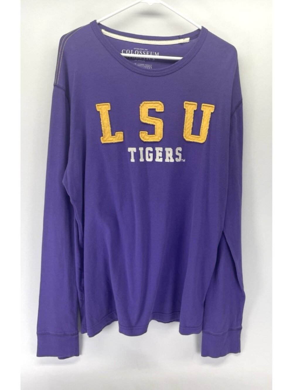 Colosseum Athletics LSU Tigers T Shirt Men's XL Purple & Gold Long Sleeve Cotton